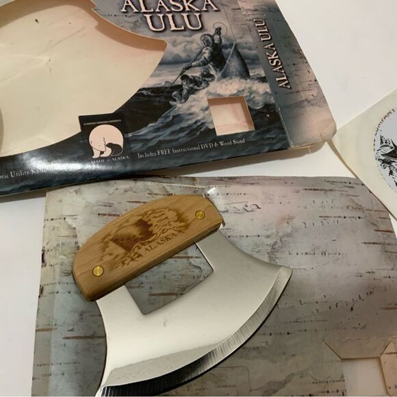 New Genuine Alaska Birch Wood Alaskan Ulu Knife + DVD. K3 - Picture 5 of 5